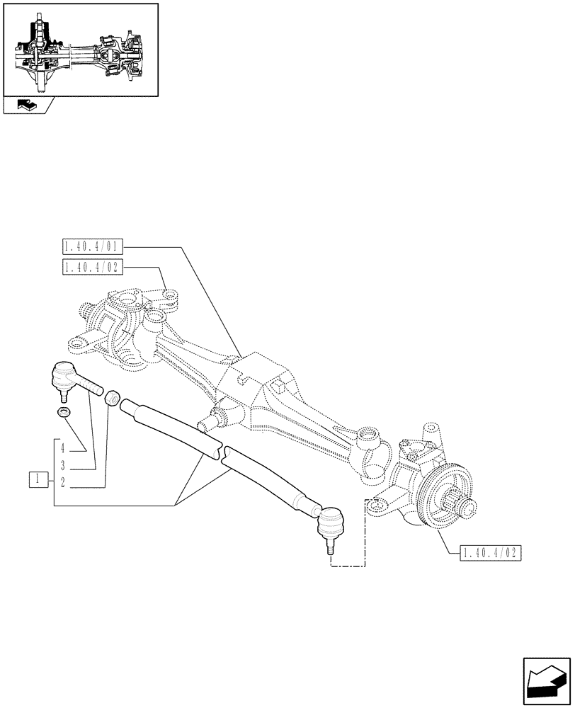 Схема запчастей Case IH FARMALL 80 - (1.40.4/04) - CLASS 2 FRONT AXLE WITH 2ND STEERING CYLYNDER & LIMITED SLIP (3OKM/H) - TIE ROD (VAR.335539-743906) (04) - FRONT AXLE & STEERING