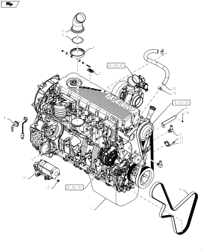 Схема запчастей Case IH TITAN 4030 - (10.001.03) - ENGINE ASSEMBLY (10) - ENGINE