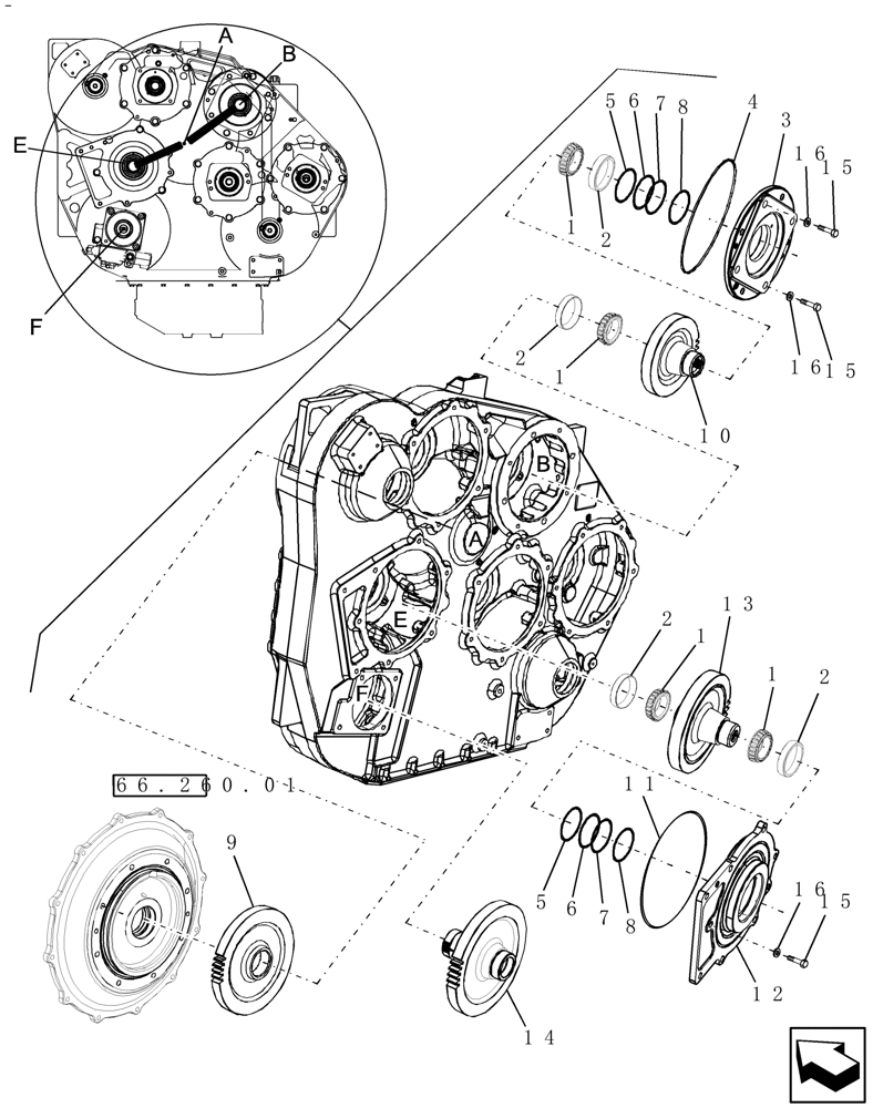 Схема запчастей Case IH 9010 - (31.114.02[02]) - PTO, COVERS, OUTPUT GEARS, ENGINE GEARBOX - 9010 (31) - IMPLEMENT POWER TAKE OFF