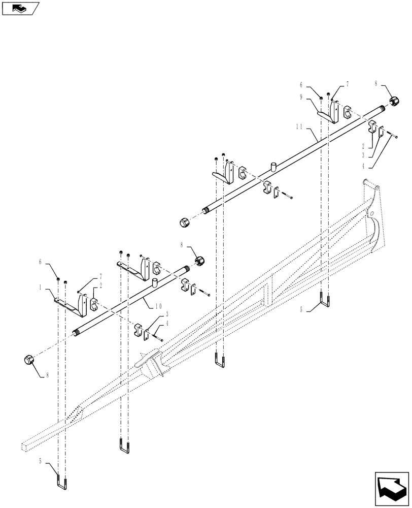 Схема запчастей Case IH 4430 - (40.910.26[01]) - SPRAYBAR, OUTER SECTION, 20/30" NOZZLE SPACING, ON CENTER PLUMBING, 5 SECTION, 90 BOOM, BSN YBT031520 (40 ) - PLUMBING