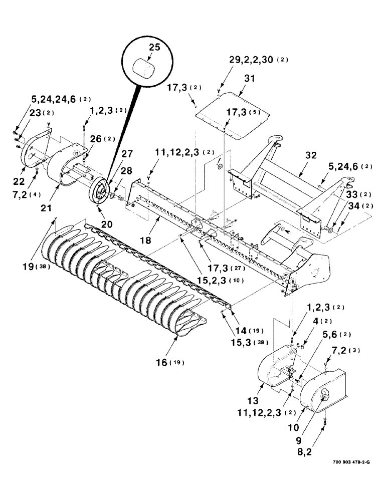 Схема запчастей Case IH 8725 - (3-08) - HEADER FRAME, WRAPPERS AND MOUNTING ASSEMBLIES 