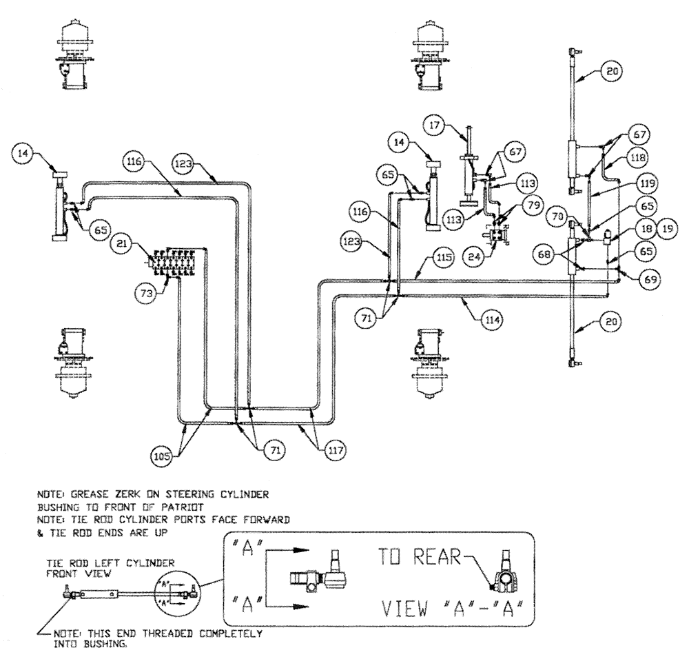 Схема запчастей Case IH PATRIOT II - (06-006) - HYDRAULIC PLUMBING - STEERING Hydraulic Plumbing