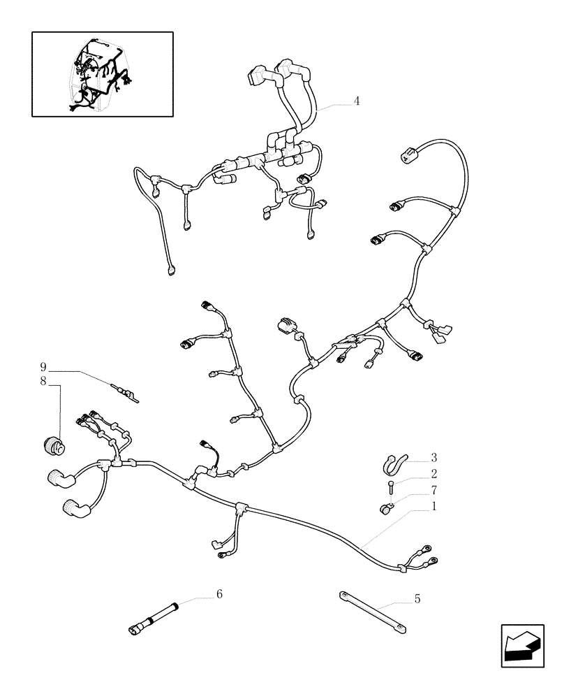 Схема запчастей Case IH MXU115 - (1.91.4[03A]) - FRONT MAIN CABLE AND ENGINE CABLE - W/CAB - D5148 (06) - ELECTRICAL SYSTEMS