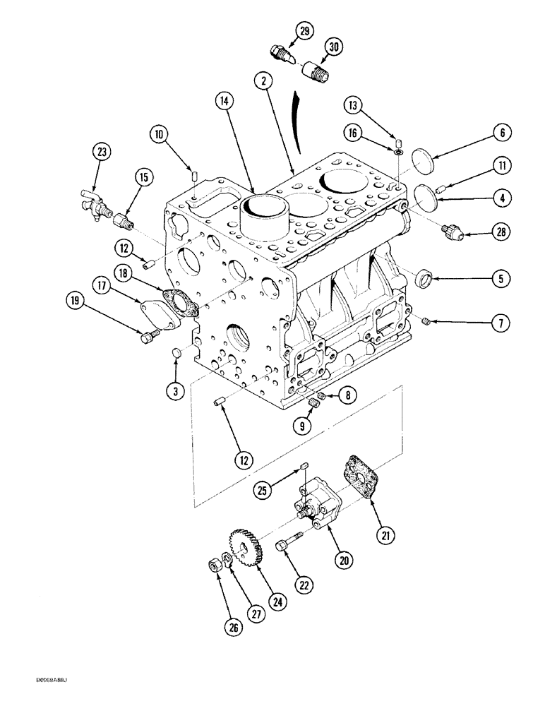 Схема запчастей Case IH 1818 - (2-12) - CYLINDER BLOCK ASSEMBLY, DIESEL MODELS (02) - ENGINE