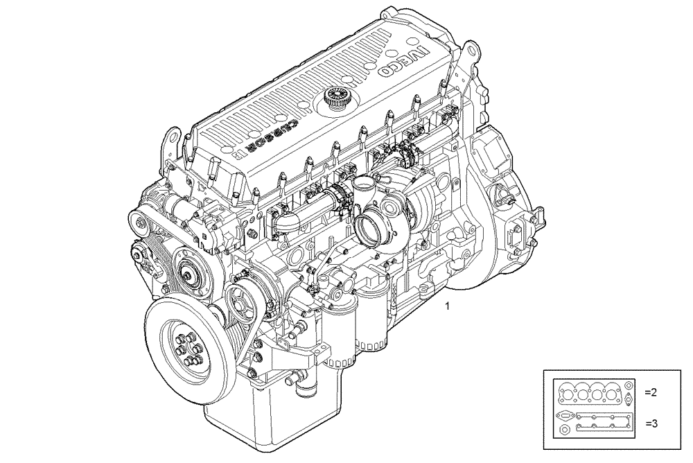Схема запчастей Case IH F3BE0684J E902 - (0002.041) - COMPLETE ENGINE 