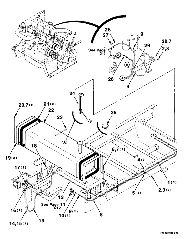 Схема запчастей Case IH 8825HP - (03-02) - FUEL LINES TANK ASSEMBLIES, SERIAL NUMBER CFH127001 THRU CFH127599 (03) - FUEL SYSTEM