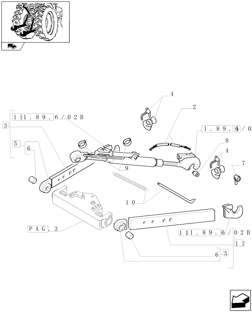 Схема запчастей Case IH FARMALL 85U - (1.89.6/03[01]) - "WALTERSCHEID" THREE POINT HITCH WITH QUICK ATTACH ENDS FOR EDC - W/CAB (VAR.331922) (09) - IMPLEMENT LIFT