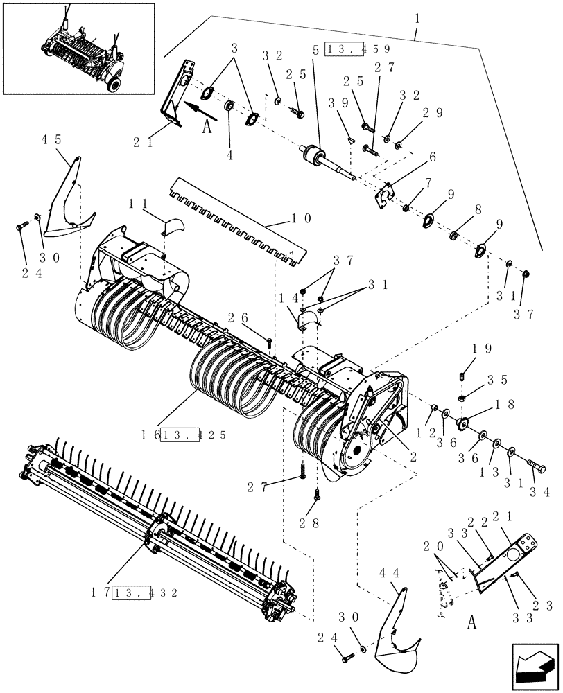 Схема запчастей Case IH RBX452 - (13.430) - 2M WIDE PICKUP W/ ROTOR & CLUTCH, EUROPE & R.O.W. (13) - FEEDER