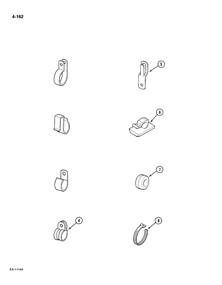 Схема запчастей Case IH 585 - (4-162) - ELECTRICAL CLIPS, STRAPS AND GROMMETS CONTD (04) - ELECTRICAL SYSTEMS