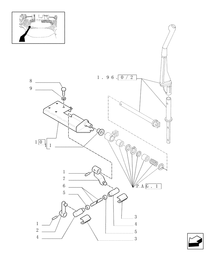 Схема запчастей Case IH JX80U - (1.34.2/02[02]) - (VAR.113-119-119/1) SYNCHRONIZED CREEPER AND REVERSER UNIT - CROSS-PIECE AND PARTS (04) - FRONT AXLE & STEERING