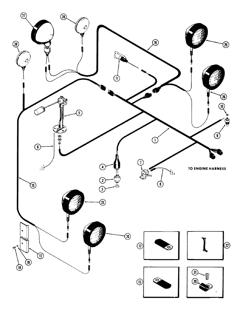 Схема запчастей Case IH 870 - (078) - ELECTRICAL EQUIPMENT AND WIRING, (336B) DIESEL ENGINE, TRANSMISSION HARNESS (04) - ELECTRICAL SYSTEMS