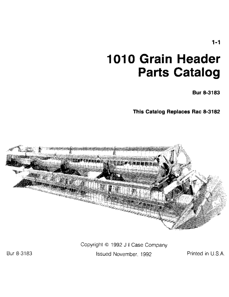 Схема запчастей Case IH 1010 - (1-01) - 1010 GRAIN HEADER PARTS CATALOG (00) - GENERAL & PICTORIAL INDEX