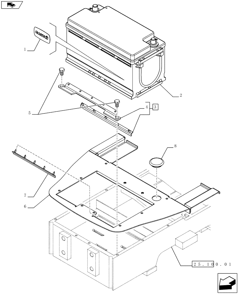 Схема запчастей Case IH FARMALL 65C - (55.301.03) - BATTERY, COVERS AND RELATED SUPPORTS (55) - ELECTRICAL SYSTEMS