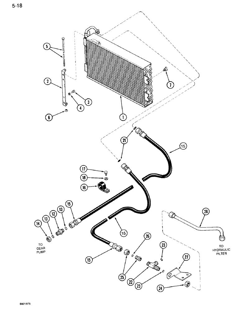Схема запчастей Case IH 7110 - (5-18) - HYDRAULIC OIL COOLER, PRIOR TO P.I.N. JJA0027701 (05) - STEERING