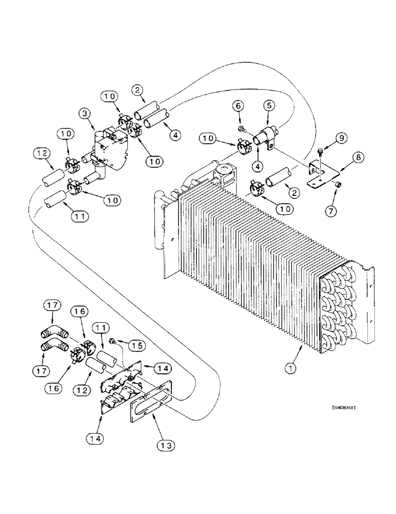 Схема запчастей Case IH 2188 - (9G-44) - HEATING SYSTEM, EVAPORATOR CORE TO CAB AND CHASSIS CONNECTIONS (10) - CAB & AIR CONDITIONING