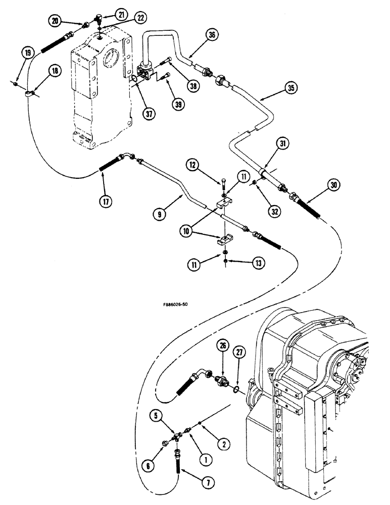 Схема запчастей Case IH 9150 - (6-052) - TRANSMISSION LUBRICATION, TRANSMISSION TO PTO TRANSFER CASE, IF EQUIPPED (06) - POWER TRAIN