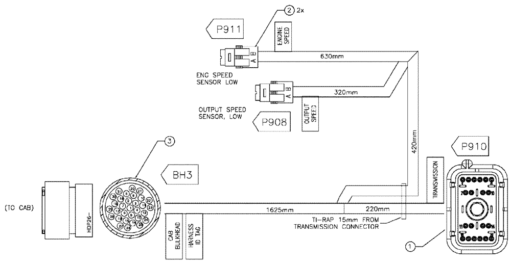 Схема запчастей Case IH TITAN 3520 - (08-017) - HARNESS, TRANSMISSION (06) - ELECTRICAL
