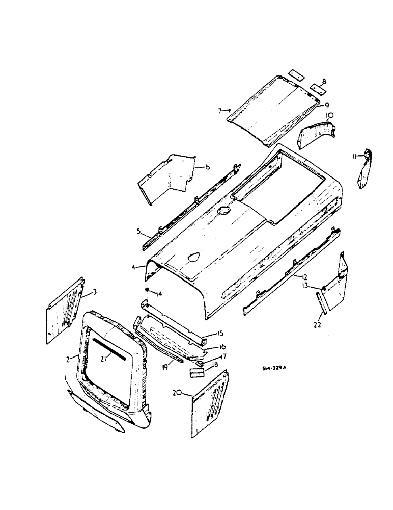 Схема запчастей Case IH 454 - (13-04) - HOOD AND FRONT PANELS, MACHINES FITTED W/ISO MOUNTED CAB OR SAFETY FRAME (05) - SUPERSTRUCTURE