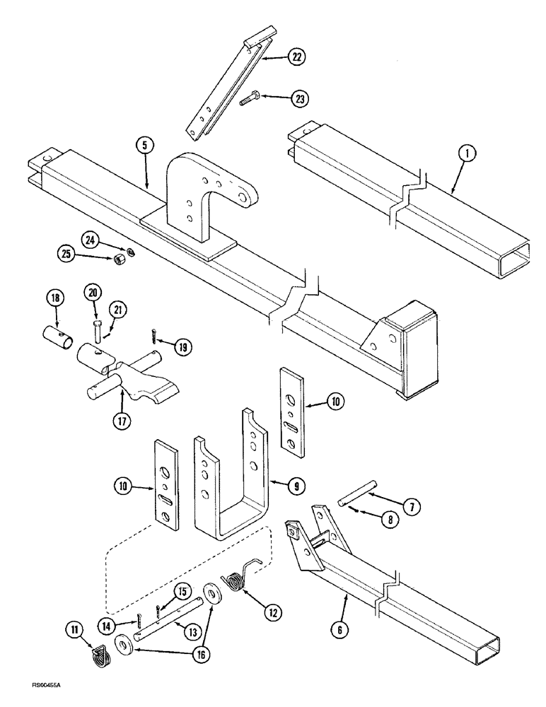 Схема запчастей Case IH 3800 - (9-08) - GANG TUBE ASSEMBLY, NON-FOLDING HARROW, FOLDING HARROW (09) - CHASSIS/ATTACHMENTS