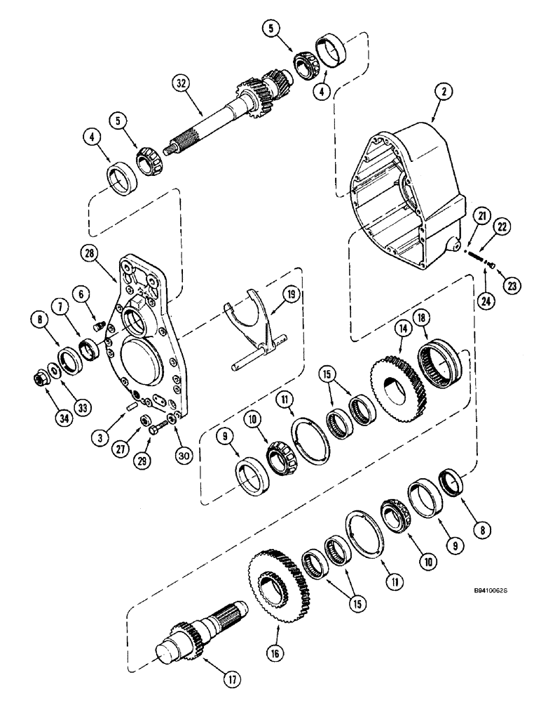 Схема запчастей Case IH 2144 - (9B-08) - ROTOR DRIVE, GEAR HOUSING (14) - ROTOR, CONCANVES & SIEVE
