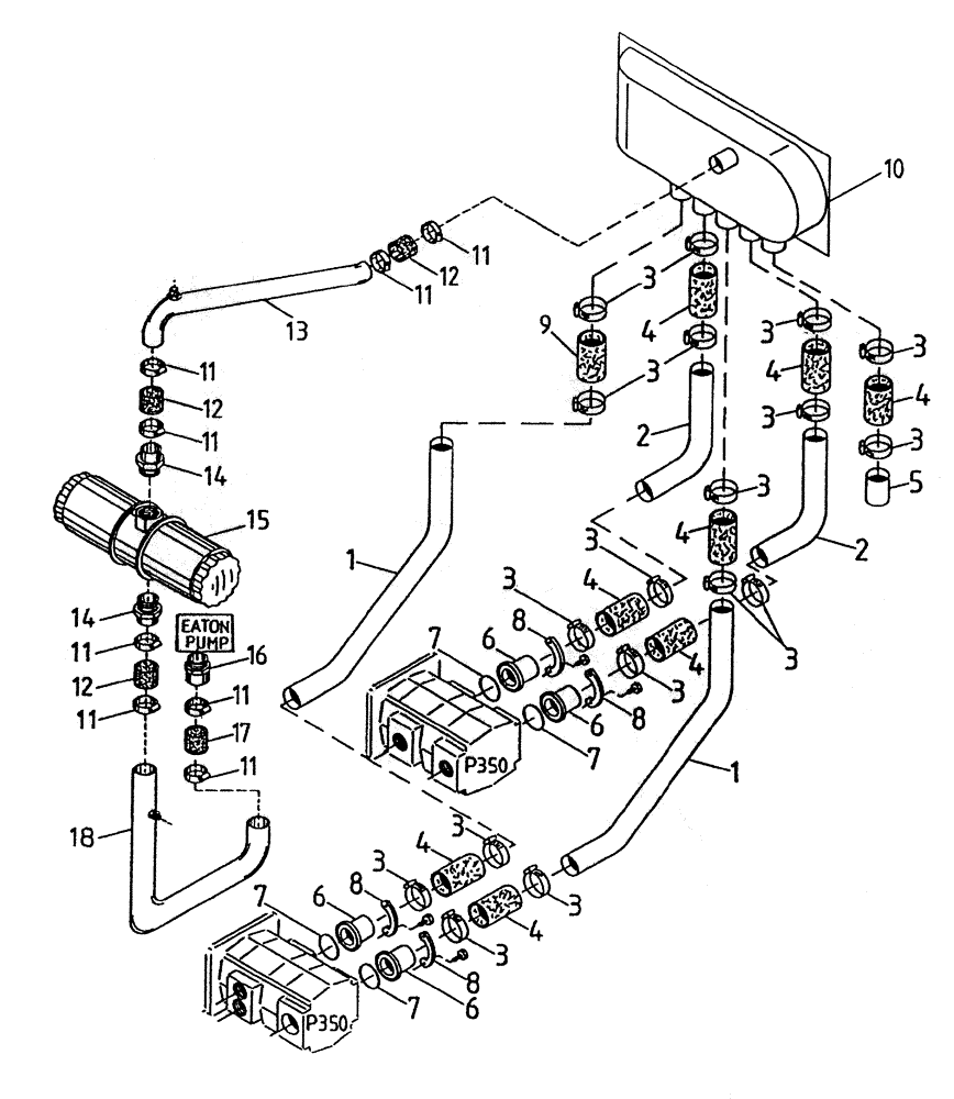 Схема запчастей Case IH 7700 - (B05-30) - HYDRAULIC SUCTION LINES (STANDARD TRANSMISSION), (108/6CT Hydraulic Components & Circuits
