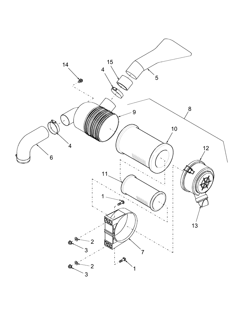 Схема запчастей Case IH DX33 - (02.04) - AIR CLEANER (02) - ENGINE EQUIPMENT