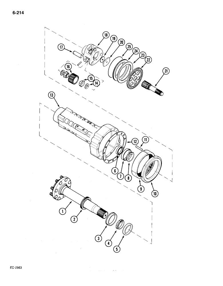 Схема запчастей Case IH 385 - (6-214) - REAR AXLE, CARRIER AND CONNECTIONS (06) - POWER TRAIN