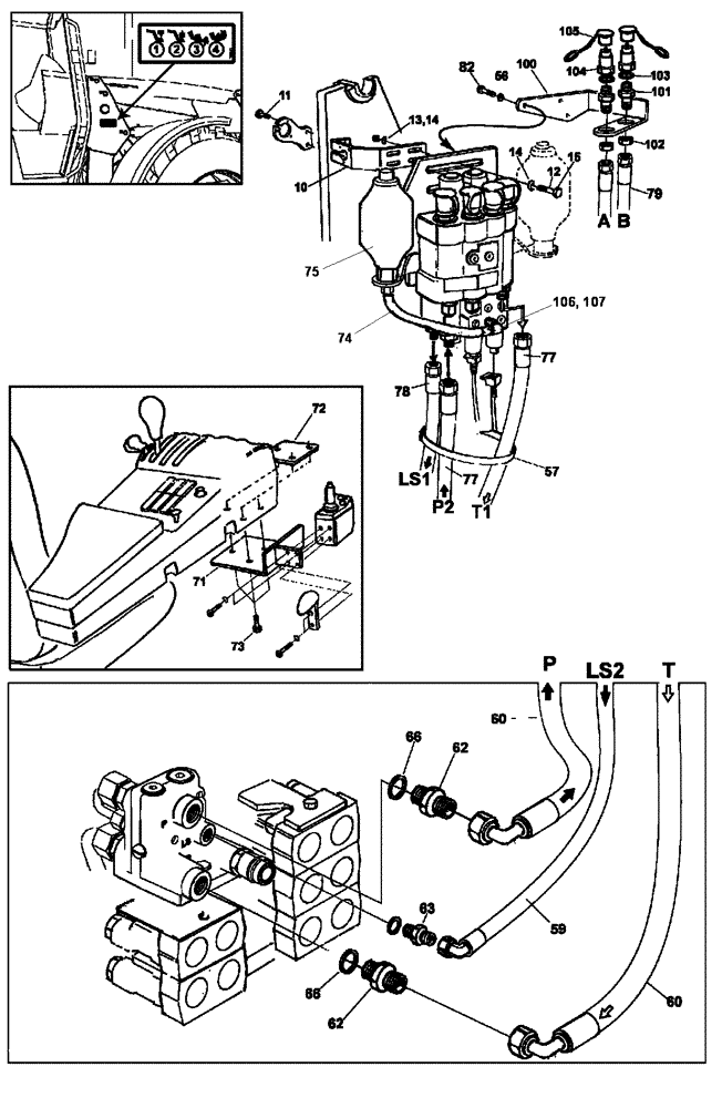 Схема запчастей Case IH L780 PRO - (35.525.AA[09]) - VAR - 717545006 - MID-MOUNT CONTROL VALVE, HYDR LINES (35) - HYDRAULIC SYSTEMS