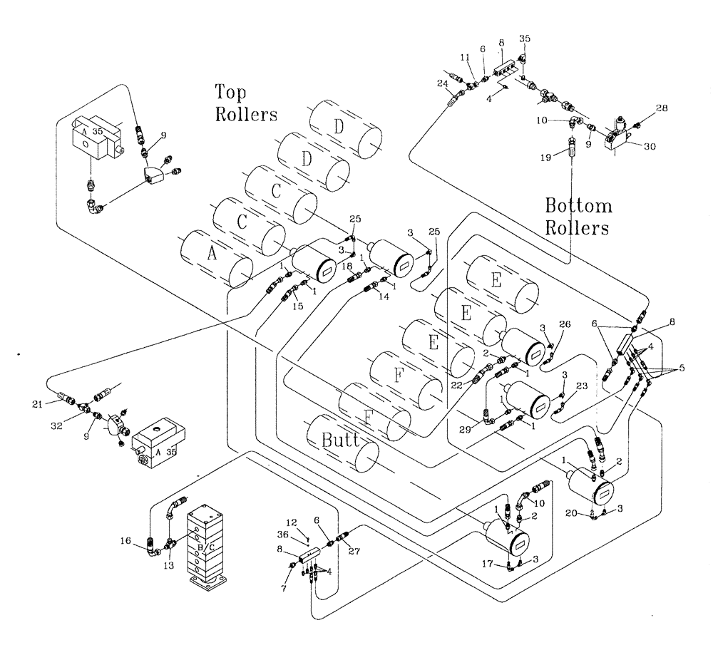 Схема запчастей Case IH 7700 - (B08[06]) - HYDRAULIC CIRCUIT {ROLLERS [LH] 15" CHOPPER} Hydraulic Components & Circuits