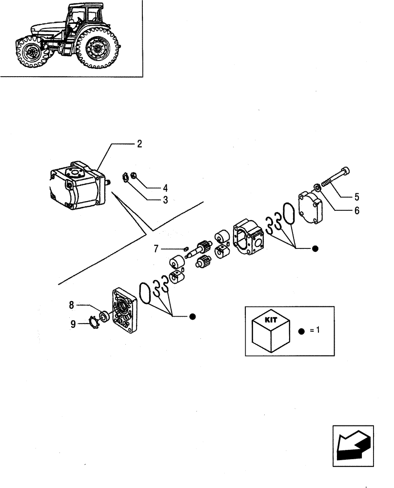 Схема запчастей Case IH JX90 - (1.63.8/ B) - POWER STEERING - PUMP GASKETS (04) - FRONT AXLE & STEERING