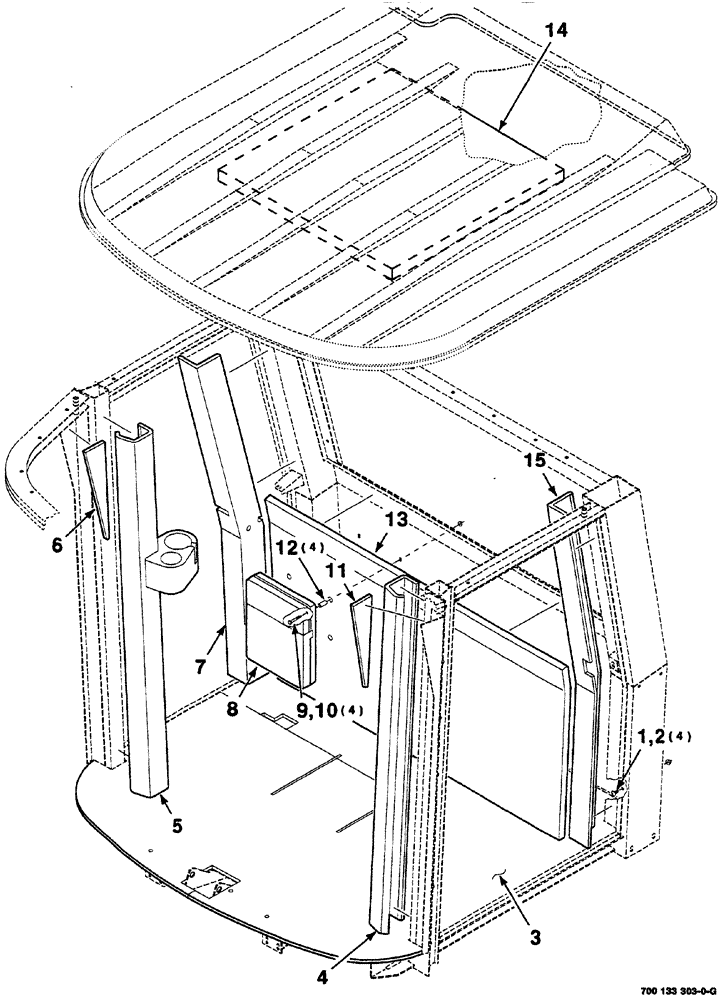 Схема запчастей Case IH 8870 - (07-30) - UPHOLSTERY (90) - PLATFORM, CAB, BODYWORK AND DECALS