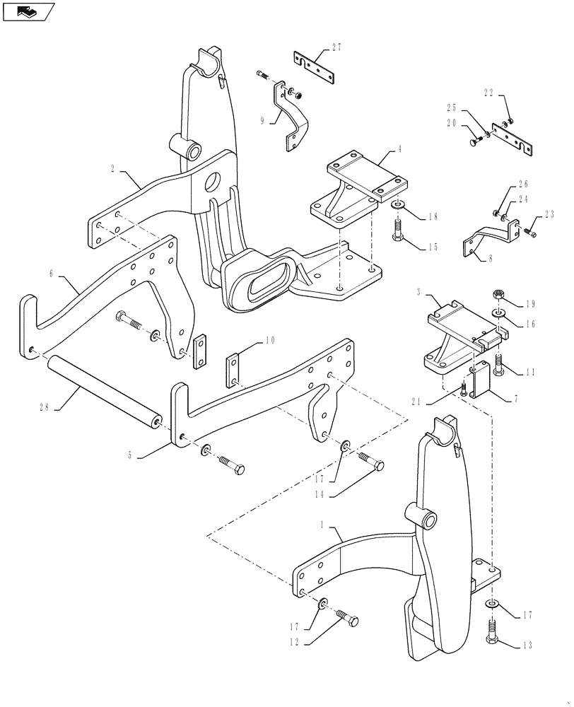 Схема запчастей Case IH L550 - (82.100.03) - SUBFRAME SET, FARMALL 75N, 95N - 730882006 (82) - FRONT LOADER & BUCKET