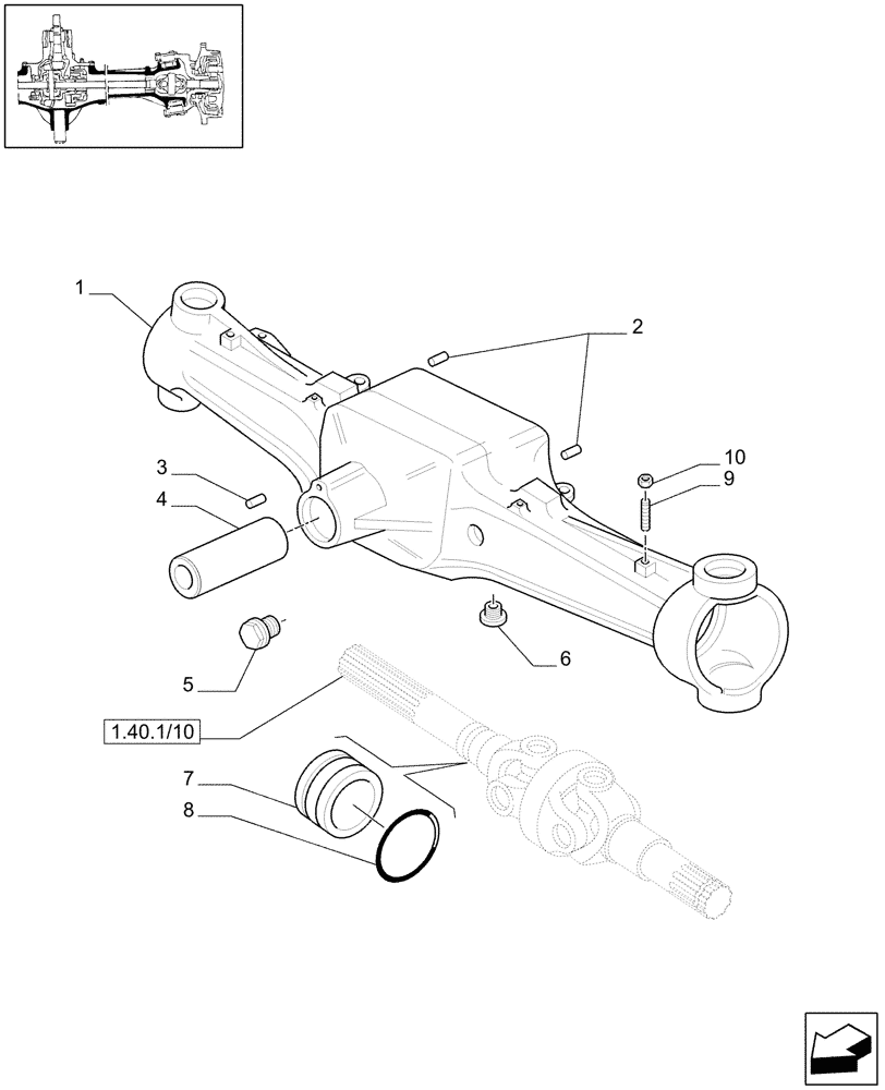 Схема запчастей Case IH MAXXUM 100 - (1.40. 1/01) - 4WD (CL.3) FRONT AXLE WITH DOG CLUTCH - BOX (STANDARD) (04) - FRONT AXLE & STEERING