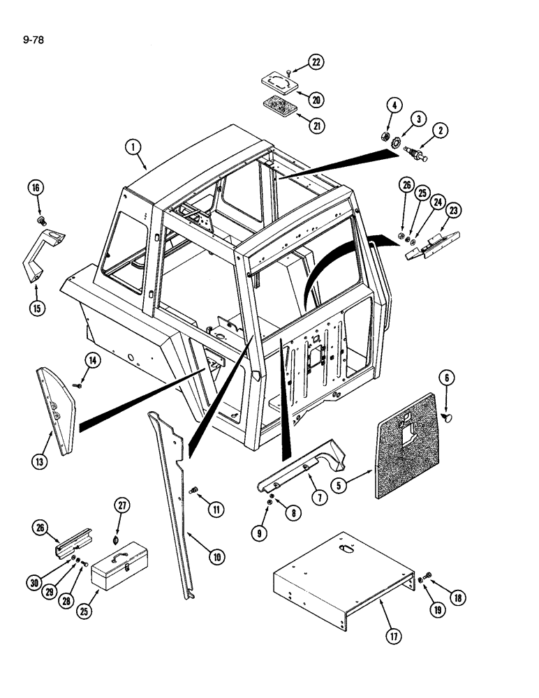 Схема запчастей Case IH 3594 - (9-078) - CAB, FRAME AND ATTATCHING PARTS, TOOL BOX (09) - CHASSIS/ATTACHMENTS