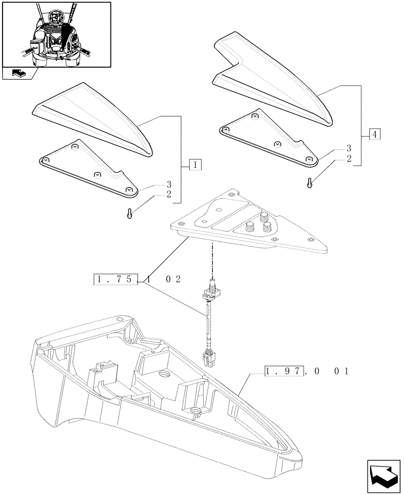 Схема запчастей Case IH MAXXUM 115 - (1.97.0[03]) - ARMREST CONTROL UNIT - CUSHION (10) - OPERATORS PLATFORM/CAB