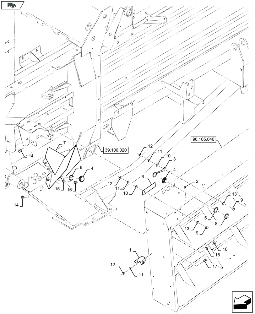 Схема запчастей Case IH LB324P - (90.105.050) - TWINE BOXES LH SUPPORT (90) - PLATFORM, CAB, BODYWORK AND DECALS