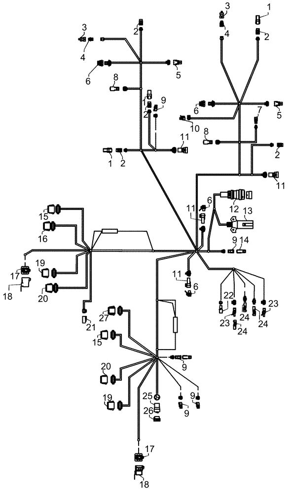 Схема запчастей Case IH 1230 - (55.100.11) - ELECTRICAL - MOUNTED STACKER 16 ROW WIRING HARNESS 87575953 - AFS VR DRIVE (55) - ELECTRICAL SYSTEMS