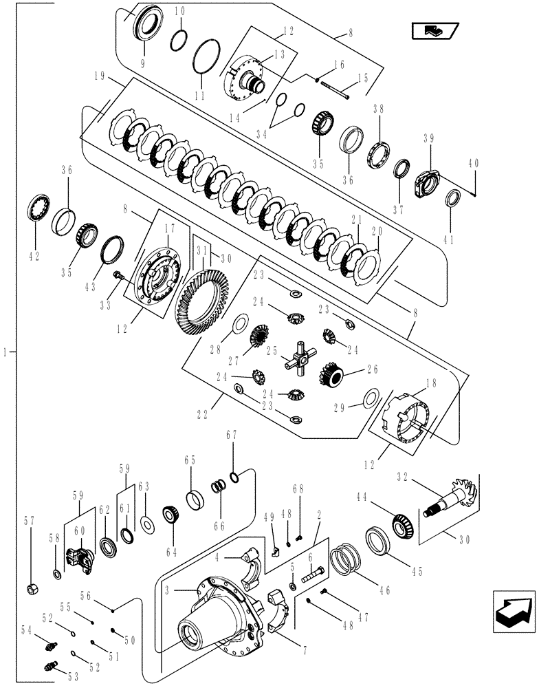 Схема запчастей Case IH MAGNUM 190 - (25.102.03) - CARRIER & DIFFERENTIAL, MFD, 10 BOLT HUB, WITH DIFFERENTIAL LOCK (25) - FRONT AXLE SYSTEM