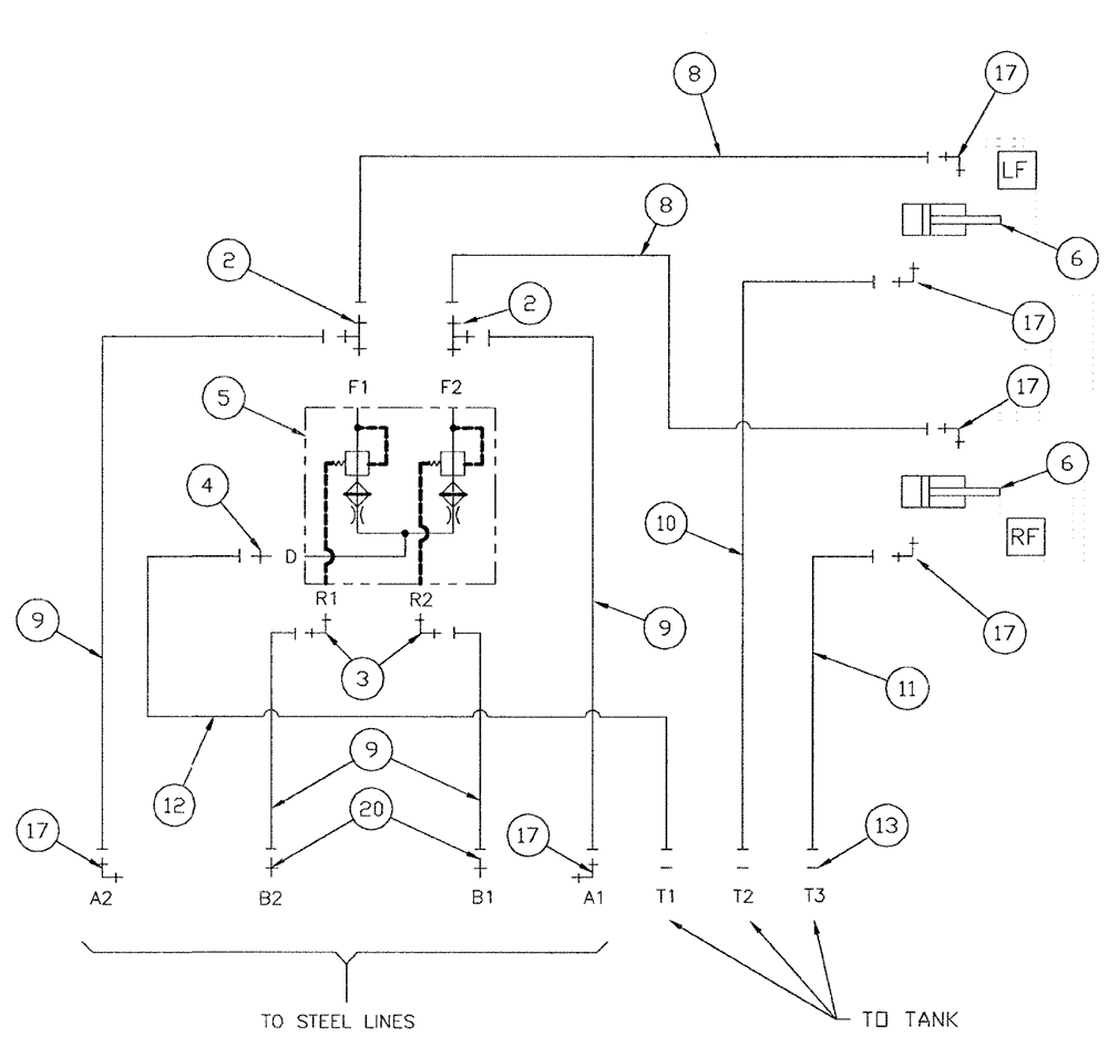 Схема запчастей Case IH SPX4410 - (06-008) - SUSPENSION, ACTIVE HYDRAULIC Hydraulic Plumbing