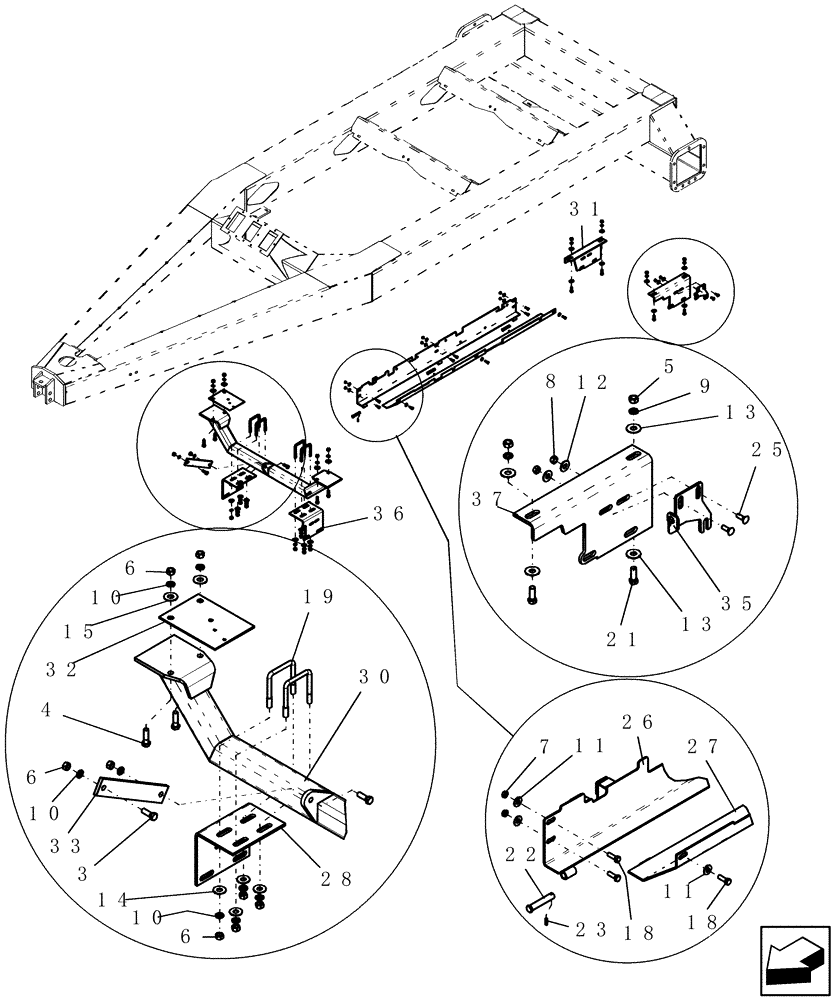 Схема запчастей Case IH ADX3360 - (E.10.C[04]) - REAR FRAME HOSE TRAYS AND INTERMEDIATE MANIFOLD SUPPORT (BTW CBJ0005031 & CBJ0005318) E - Body and Structure
