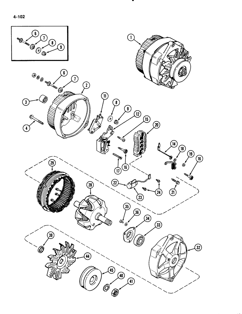 Схема запчастей Case IH 1835B - (4-102) - L102693 ALTERNATOR, USES METRIC HARDWARE (04) - ELECTRICAL SYSTEMS