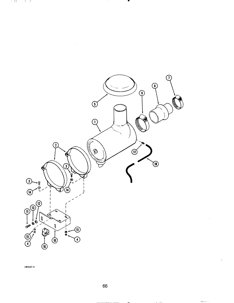 Схема запчастей Case IH 6590T - (066) - AIR INDUCTION SYSTEM, 6T-590 AND 6TA-590 ENGINE 