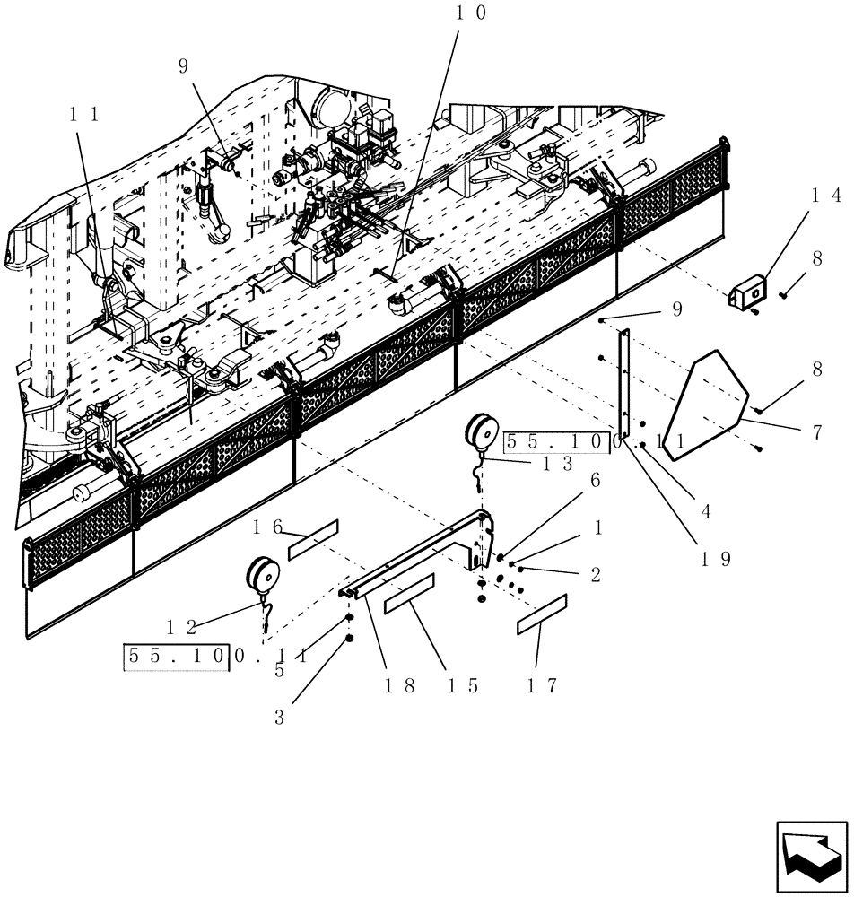 Схема запчастей Case IH 160 - (90.108.01) - SAFETY - SMV SIGN, LIGHTING AND REFLECTOR DECALS - SUSPENDED BOOM (90) - PLATFORM, CAB, BODYWORK AND DECALS
