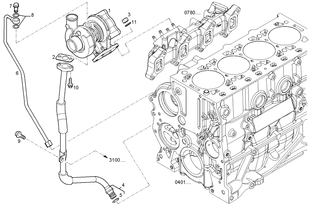 Схема запчастей Case IH F5CE9484B A002 - (2400.305) - TURBOCHARGER 