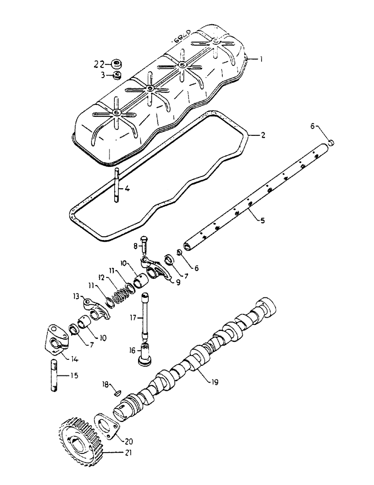 Схема запчастей Case IH 654 - (014) - CAMSHAFT, VALVE LEVER SHAFT (02) - ENGINE