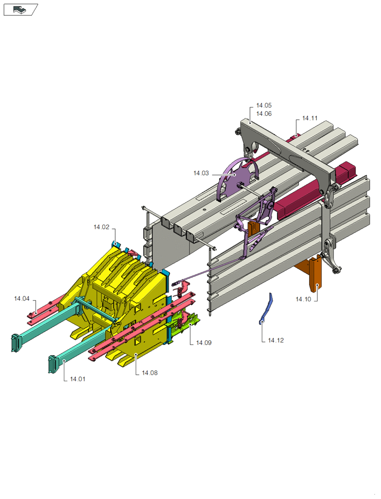 Схема запчастей Case IH LB333R - (14.00[01]) - PICTORIAL OVERVIEW 1/1 - BALE CHAMBER (14) - BALE CHAMBER
