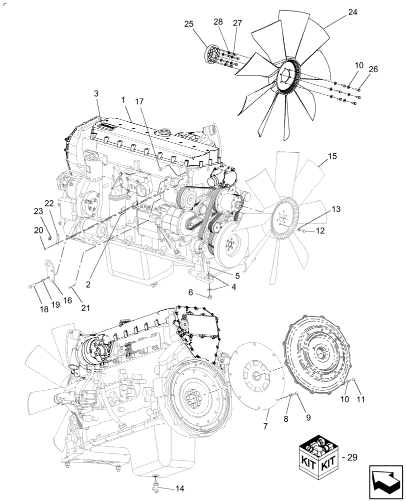 Схема запчастей Case IH AFX8010 - (B.10[1]) - COMPLETE ENGINE B - Power Production