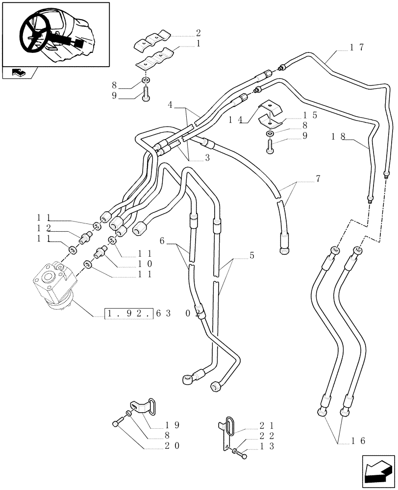 Схема запчастей Case IH FARMALL 75N - (1.92.63[03]) - POWER STEERING PIPES - C6440 (10) - OPERATORS PLATFORM/CAB