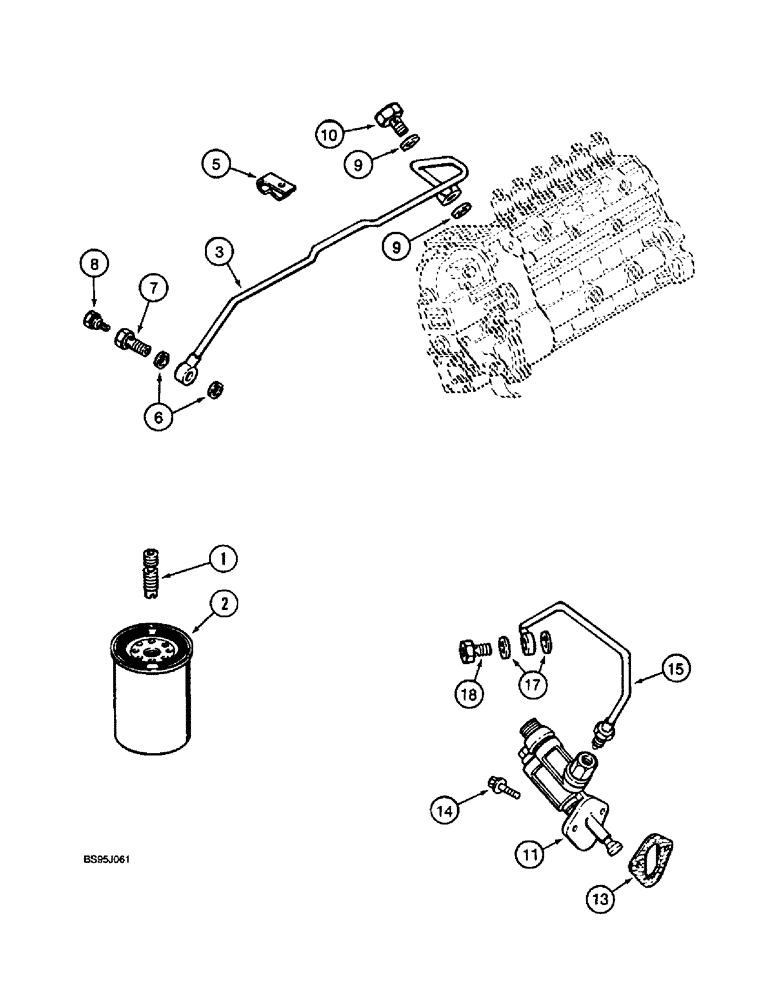 Схема запчастей Case IH 1670 - (3-04) - FUEL FILTER AND TRANSFER PUMP, 6TA-830 ENGINE (02) - FUEL SYSTEM