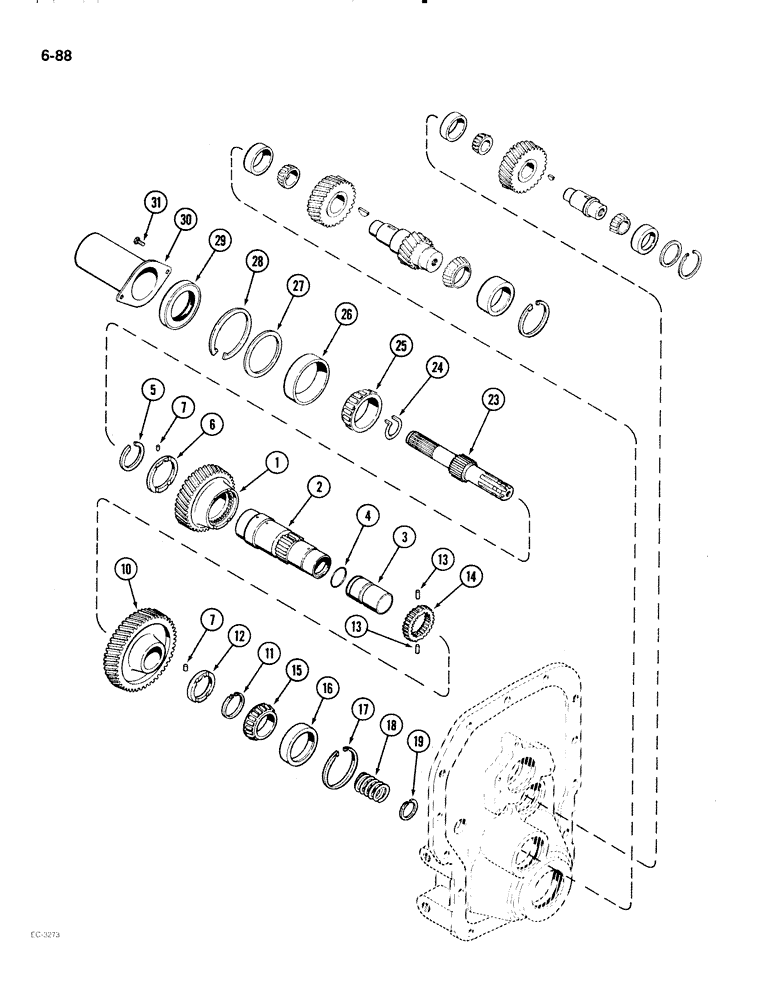 Схема запчастей Case IH 2096 - (6-088) - PTO OUTPUT SHAFT, DUAL SPEED, 540 - 1000 RPM (06) - POWER TRAIN